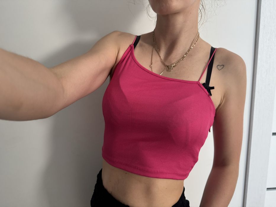 Bluzeczka top crop różowy prążek