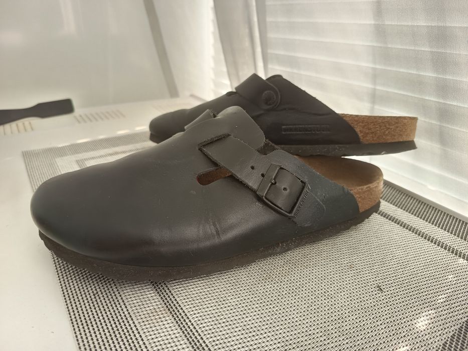 Биркенштоки шкіряні клоги сабо Birkenstock Boston 39 чорні