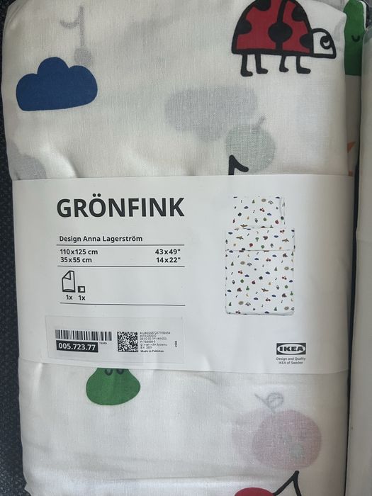Новий дитячий комплект IKEA: ковдра LEN + подушка LEN + постіль GRÖNFINK (110х125)