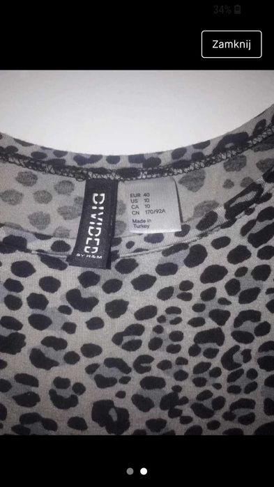 Szara Tunika w panterkę r M/L H&M