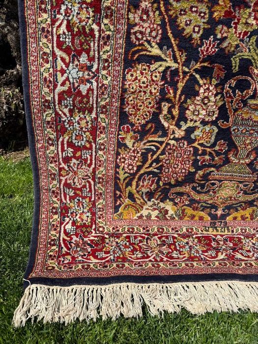 Kaszmirowy z 1979 r. tkany dywan perski Iran Goum 200x120 gal. 12 tys