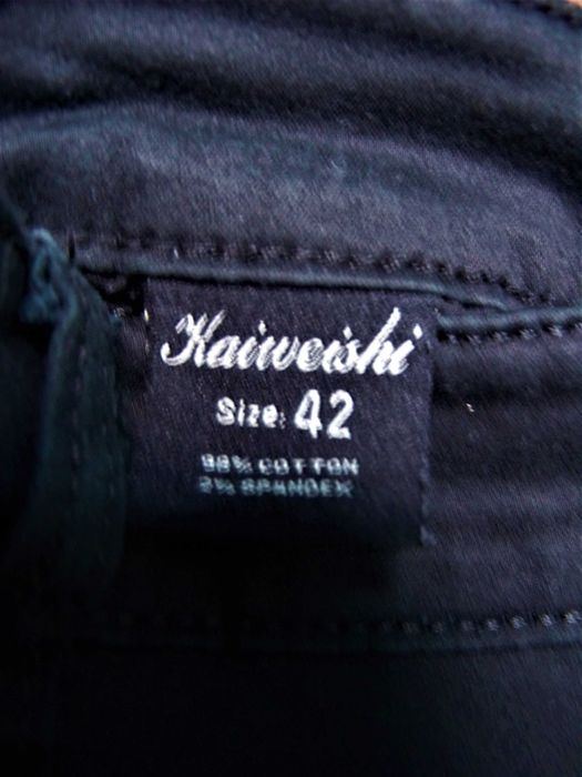 Jeansy KEIWEISHI r.42 czarne wysoki stan bawełna prosta nogawka