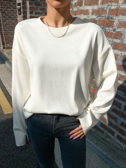 Bluzka Długa Prążkowana Oversize Casual Dazy S 36