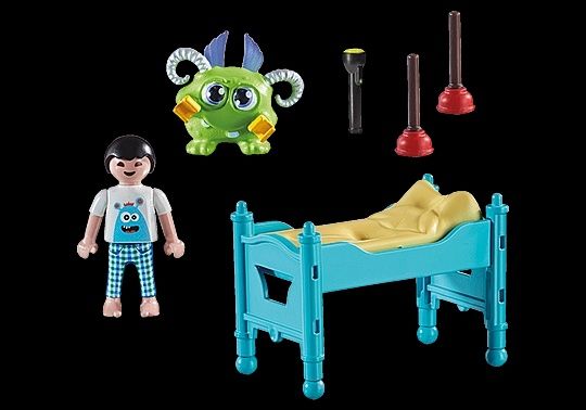 Playmobil menino com cama e monstro NOVO