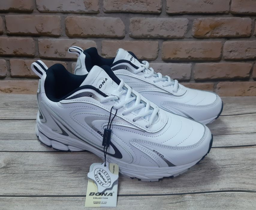 Белые кожаные кроссовки Bona 808A 41.43.44.46p