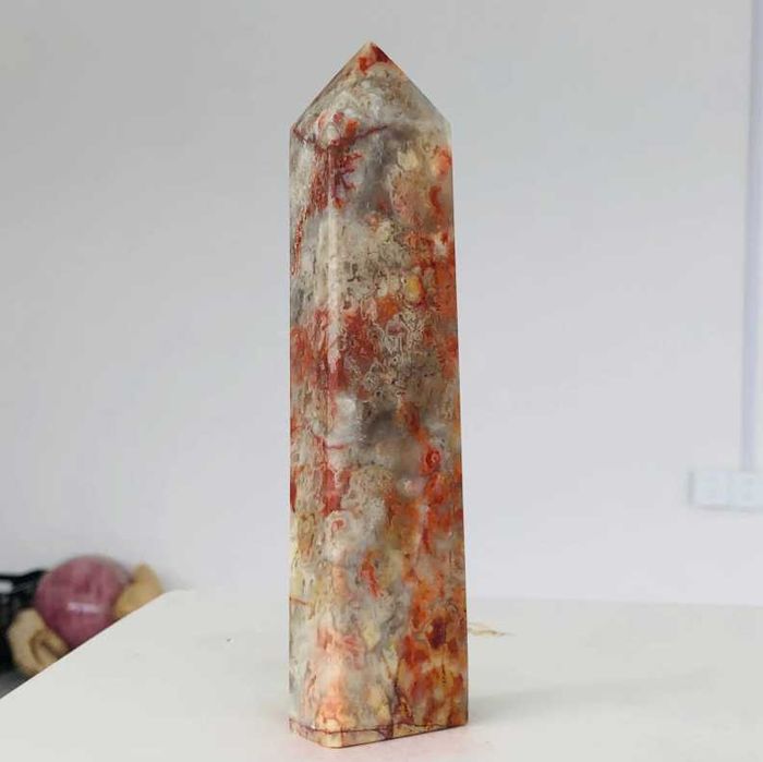 Obelisco cristal grande de ágata e quartz de Moçambique