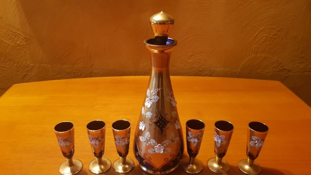 Смальта Bohemia Богемія рюмки Чехія набір лікерний 6+1