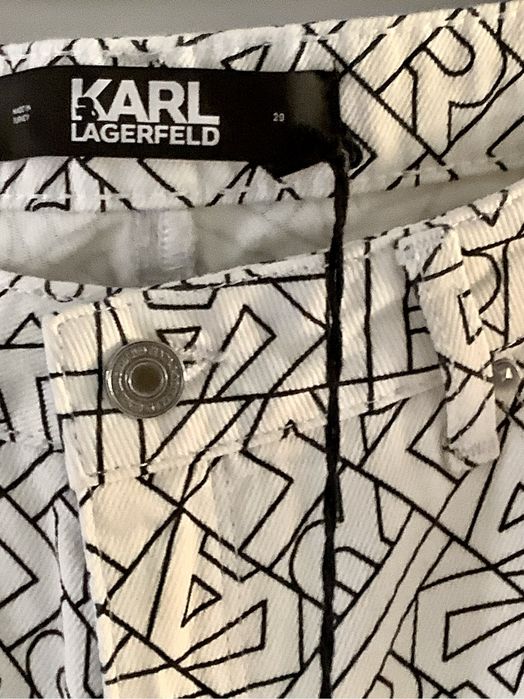 Karl Lagerfeld jeansy logowane, biale/czarne logo, rozmiar 29