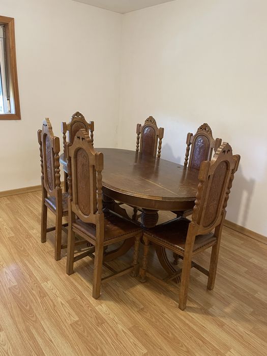 Mesa madeira Castanho c/cadeiras