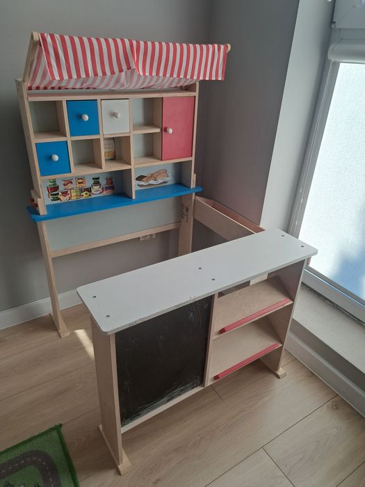 Sklep zabawkowy drewniany Lidl + akcesoria i kasa