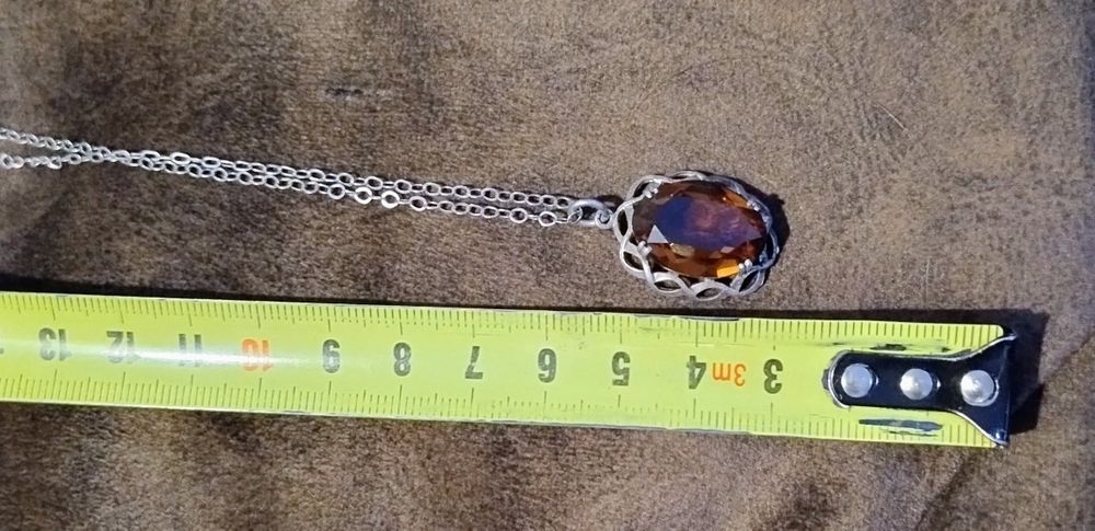 Серебряный винтажный кулон на цепочке