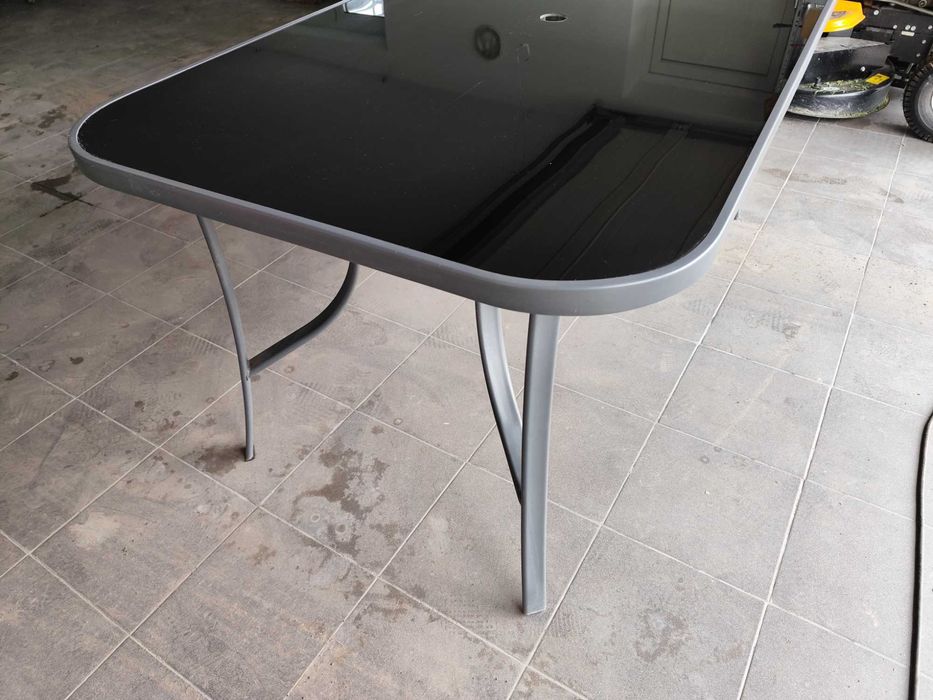 Stół ogrodowy szklany blat, 160x90x73 cm