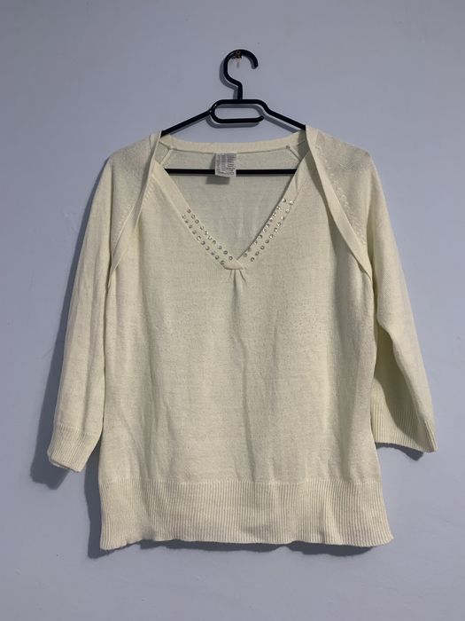 Kremowy sweterek z 3/4 rękawem L/XL