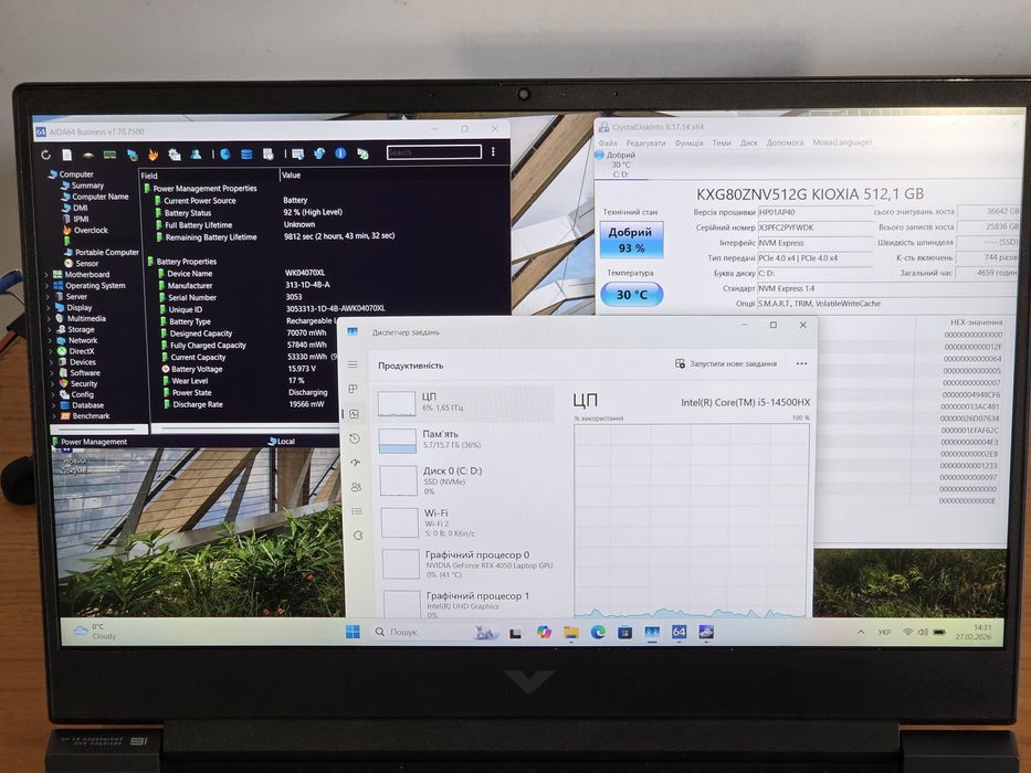 Ігровий ноутбук HP Victus 16-r1058nt| i5-14500HX| RTX 4050| DDR5|144Hz