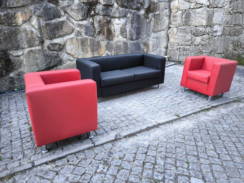 Maple Individual Fluxo 70x70 semi-pele vermelho