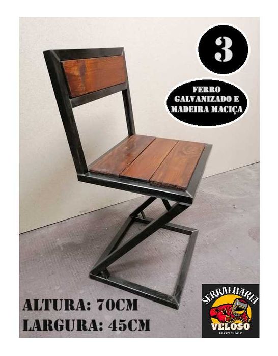 Cadeiras em FERRO e MADEIRA