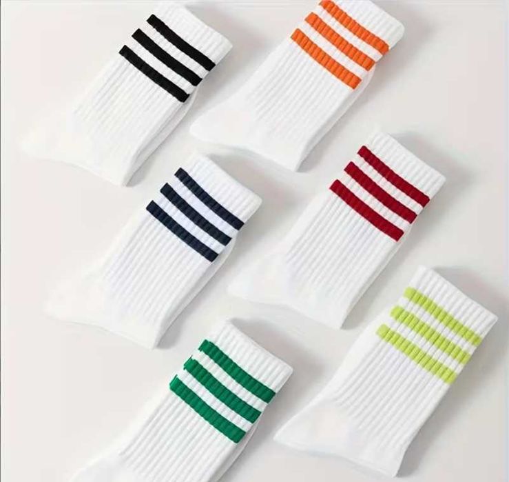 Носки в полоску /10пар 200грн/ високі однотонні білі шкарпетки опт