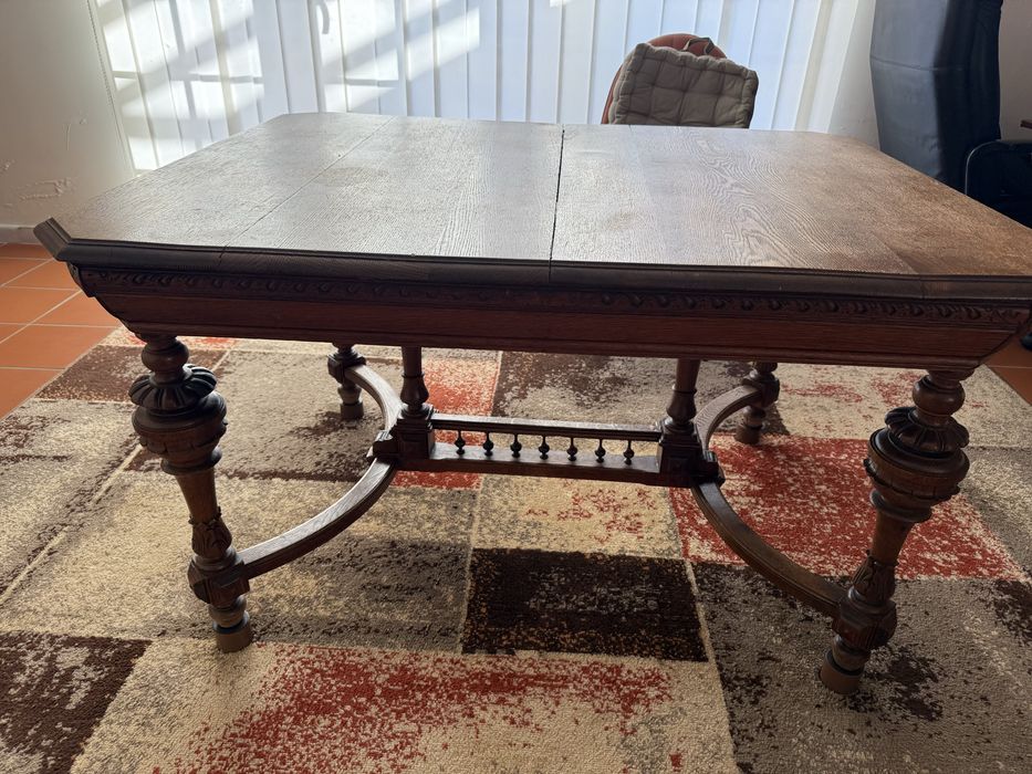 mesa extensível antiga em carvalho