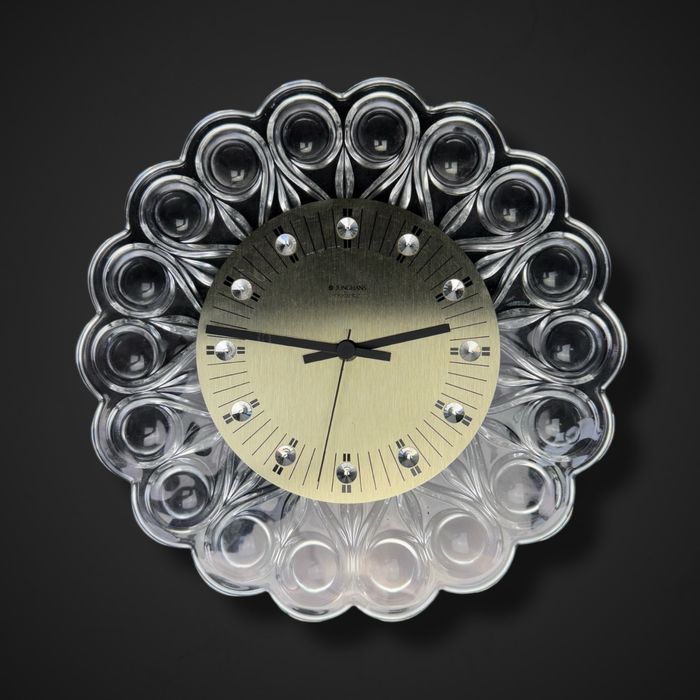 Kryształowy zegar lata 70 w stylu glamour Junghans Quartz b51/03012
