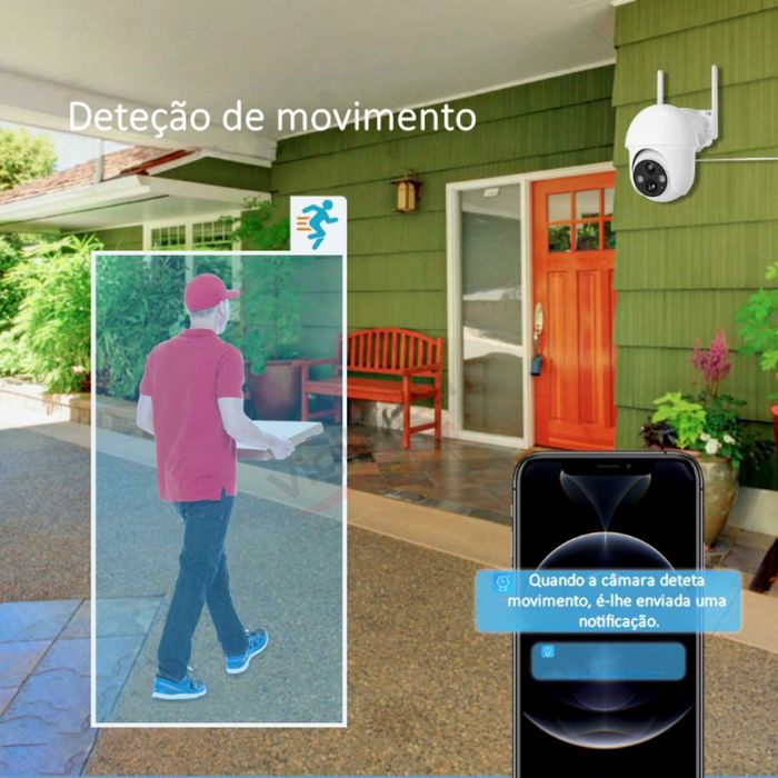 Câmara Vigilância WiFi 3MP Bateria e Painel Solar Visão Noturna a Cores IP66 - NOVA