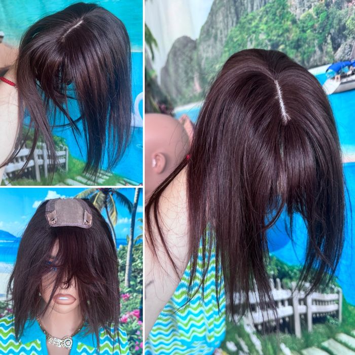 Натуральная накладка топпер кожа шёлк славянка волос темный шоколад