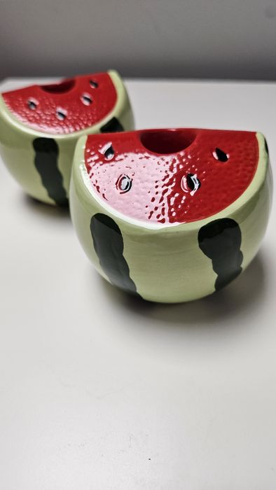 Świecznik stołowy ceramiczny owocowy arbuz