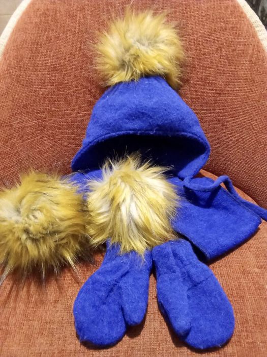 Набір дитячий зимовий IKKS (3 набори) шапка та димохід 45