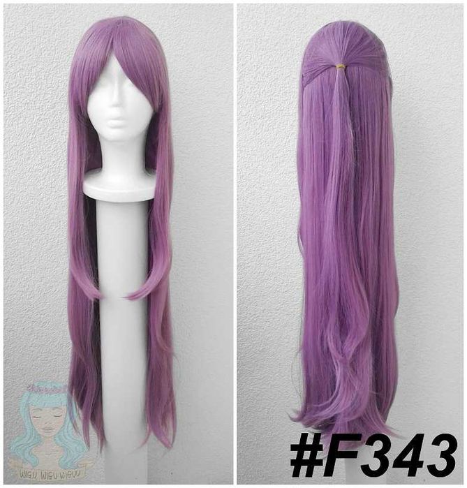 Fern Frieren fioletowa 100cm długa peruka z grzywką cosplay wig fiolet