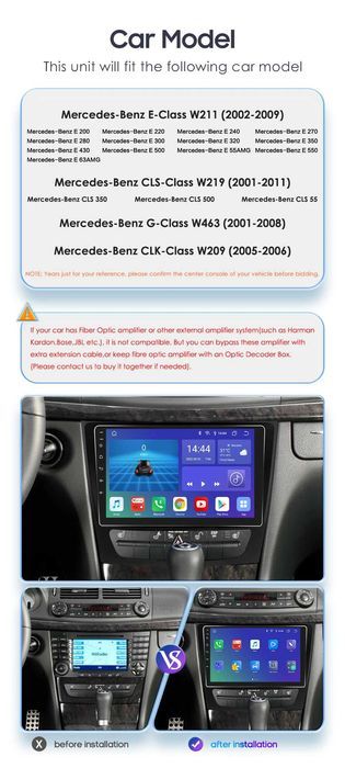 Radio Android 12 Mercedes w211 E300 CLK W209 CLS W219 wifi gps WYPRZ