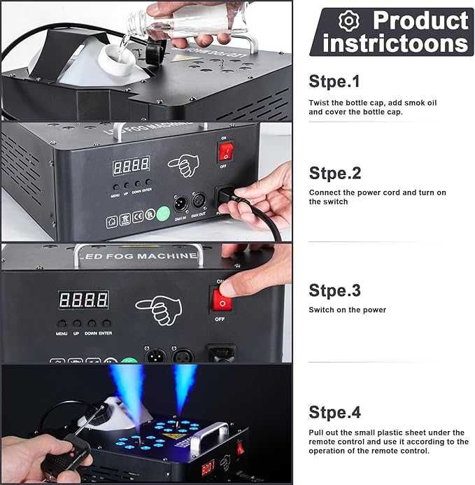 Wytwornica Maszyna do Dymu Pionowego Mgły LED 2000 W