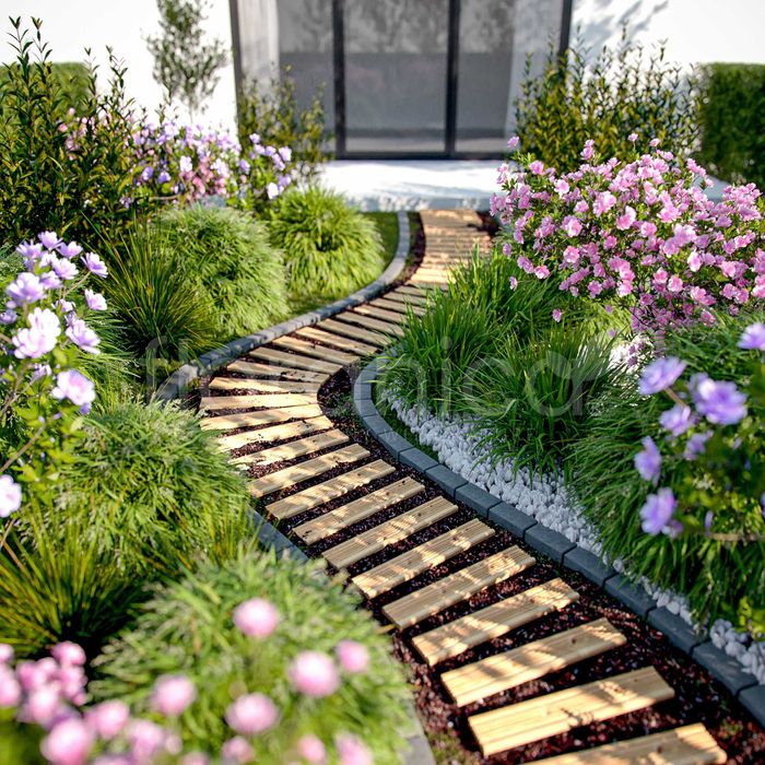 Ścieżka ogrodowa, Rollweg, szerokość 50 lub 30 cm. Rozwijana. Modrzew