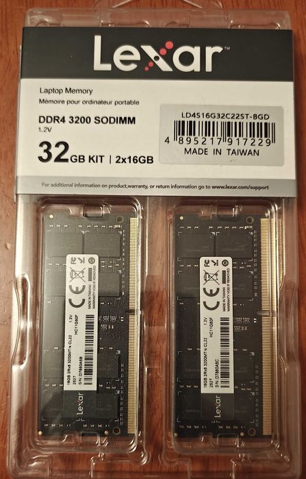 Pamięć RAM DDR4 Lexar 32 GB 2 x 16 GB 3200 Mhz Laptop SODIMM
