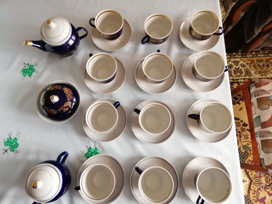 Кобальтовий чайний сервіз Полонський романс на 11 персон