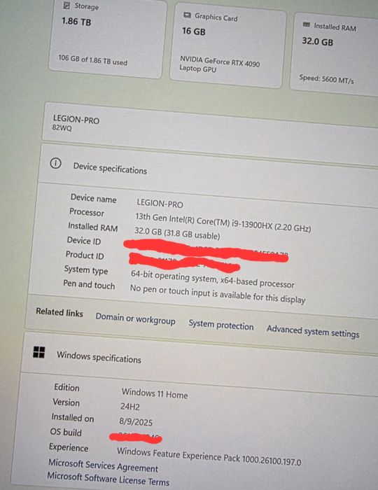 Legion Pro 7i  i9-13900HX, 32GB 2TB-RTX 4090