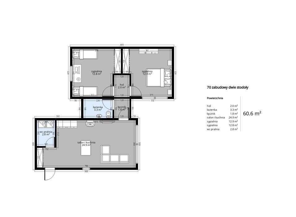 Dom Modułowy 70M2 DOMEK MOBILNY Całoroczny Bez Pozwolenia