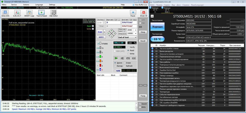 HDD/SSHD 2.5 500GB Seagate ST500LM021 Toshiba, Hitachi HSGT