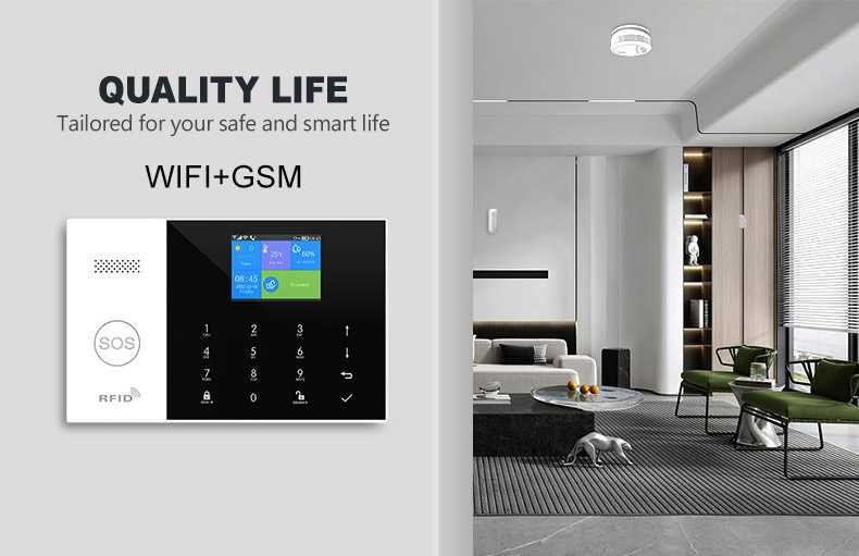 Inteligentny System Alarmowy do domu garażu Wifi GSM 2G