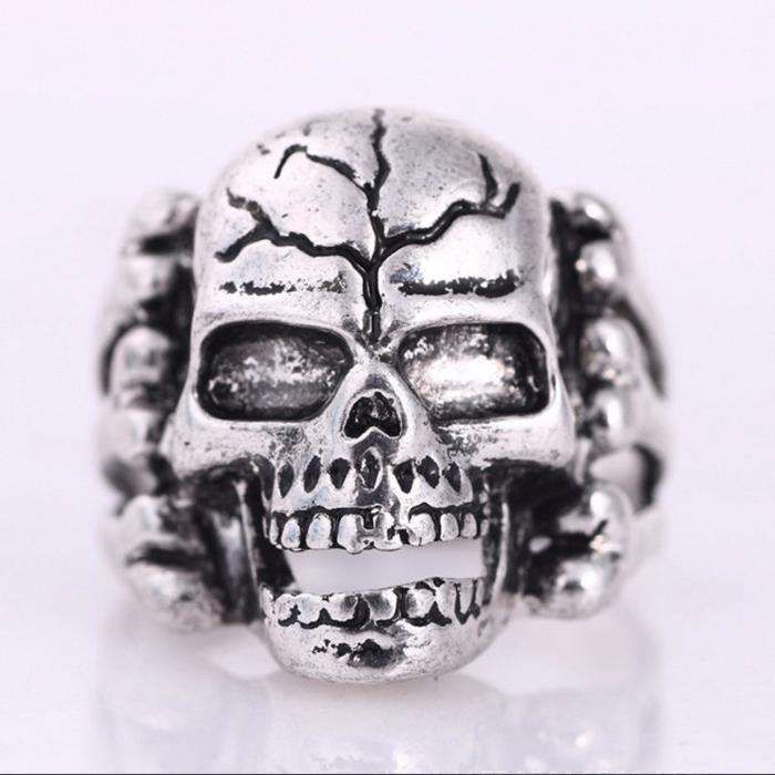 2x anel aneis caveira ossos motard gotico homem aranha preto punk NOVO