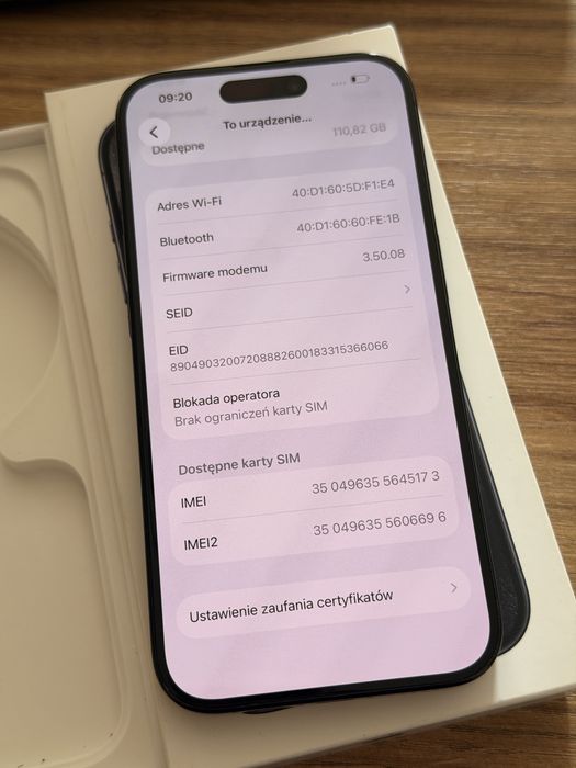 iPhone 15 Pro Niebieski Tytan - Bardzo dobry stan, z pudełkiem