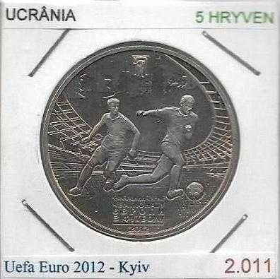 Ucrânia -- - 5 Hryvnen - 2011 - - - UEFA Euro 2012  -  Kyiv -- - Moeda