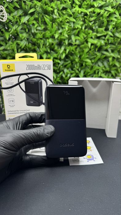 Оригінальний павербанк Базеус Baseus bipow 2 Pro з вбудованим кабелем