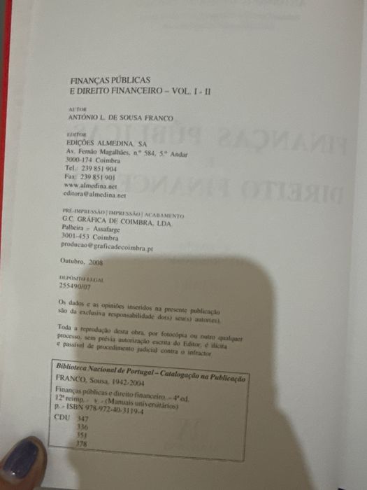 Financas publicas e direito financeiro | antonio sousa franco