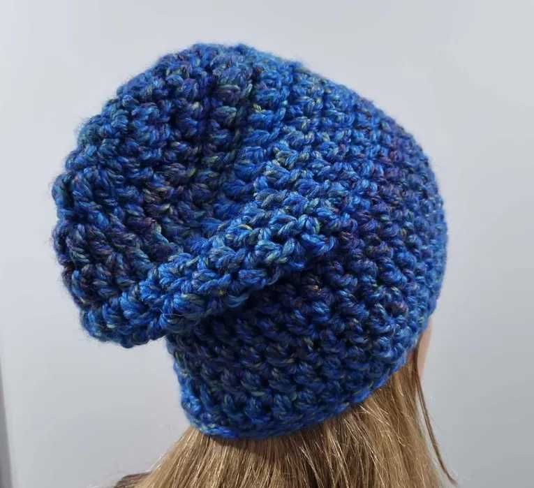 Czapka smerfetka beanie niebieska kolorowa wełniana