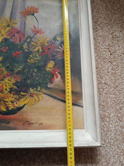 Obraz olejny kwiaty  1982 płótno 60x50