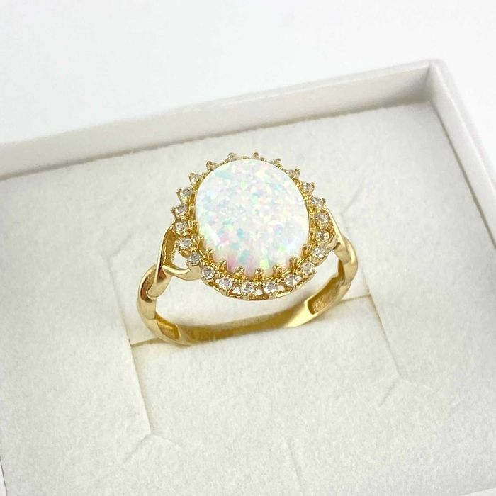 Ponadczasowy ZŁOTY pierścionek markiza OPAL PRÓBA 585 (14K) rozmiar 18