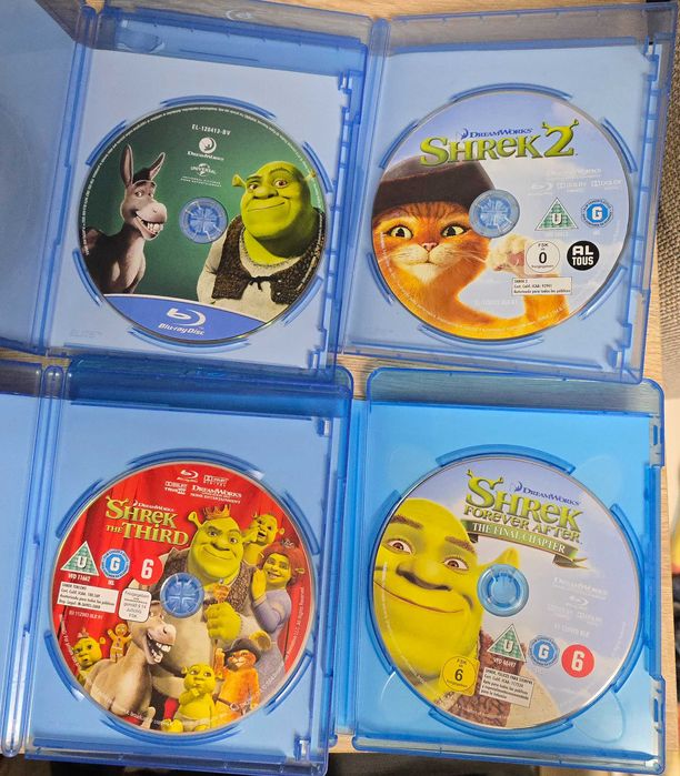 Bluray "Shrek" (1-4), wydania PL, stan BDB