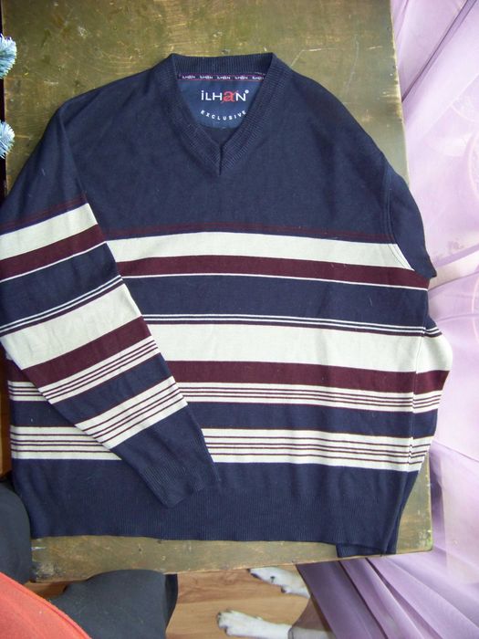 Джемпер мужской полосатый полушерсть турецкий ilhan l-xl
