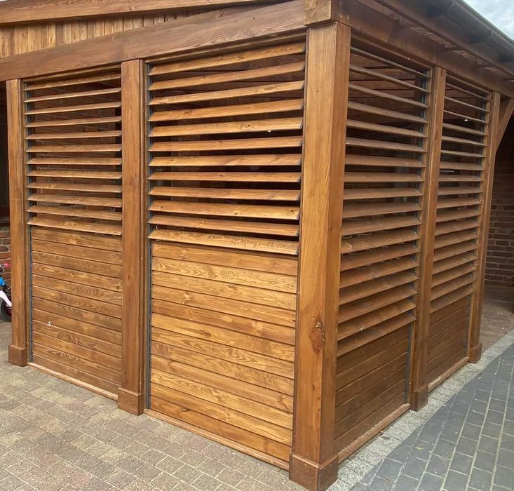 Zestaw shutters, ruchome żaluzje stalowe, deska sosna AB 20x95 mm