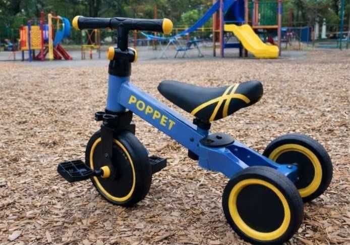 Дитячий біговел (велобіг) POPPET 3-в-1, синьо-жовтий