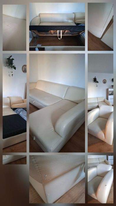 Narożnik ecco skóra z funkcją spania